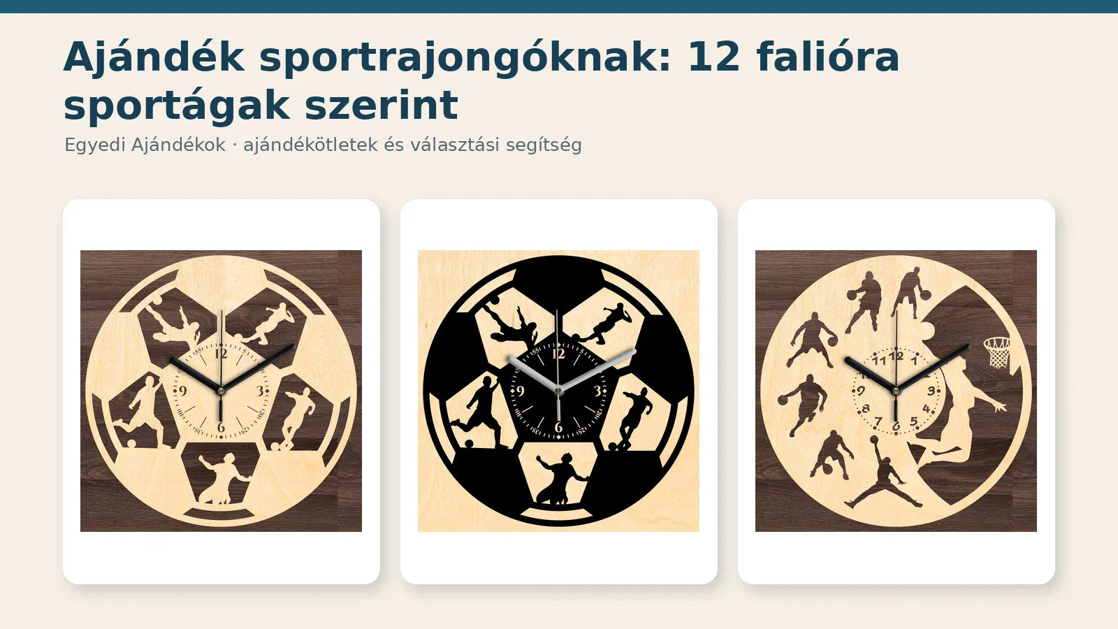 Sportágak szerint válogatott faliórák focistáknak, kosarasoknak és más sportolóknak