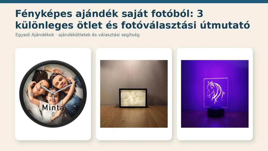 Fényképes falióra, megvilágított 3D kép és egyedi dekorlámpa saját fotóból