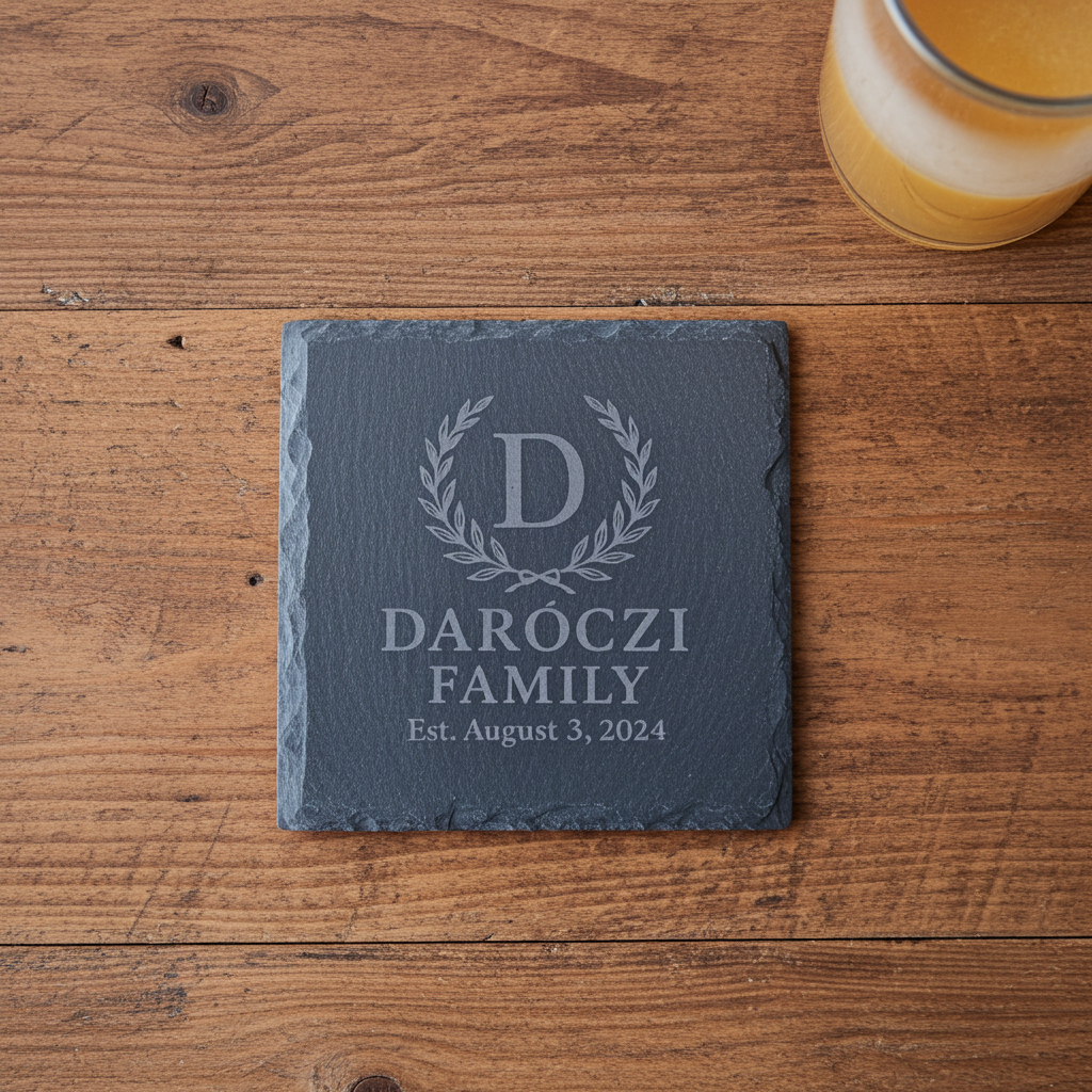 Egyedileg gravírozott kő poháralátét (4 db)