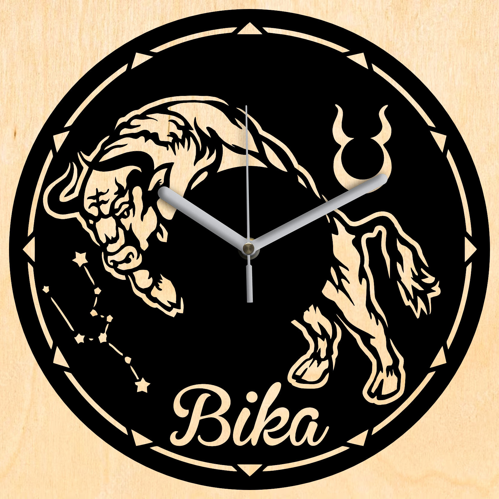 Bika horoszkóp falióra - Fekete