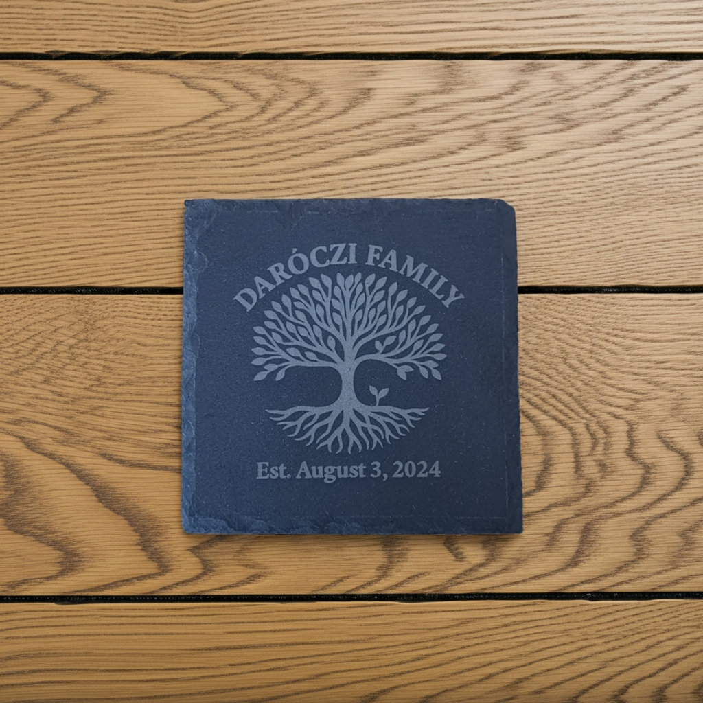 Egyedileg gravírozott kő poháralátét (4 db)