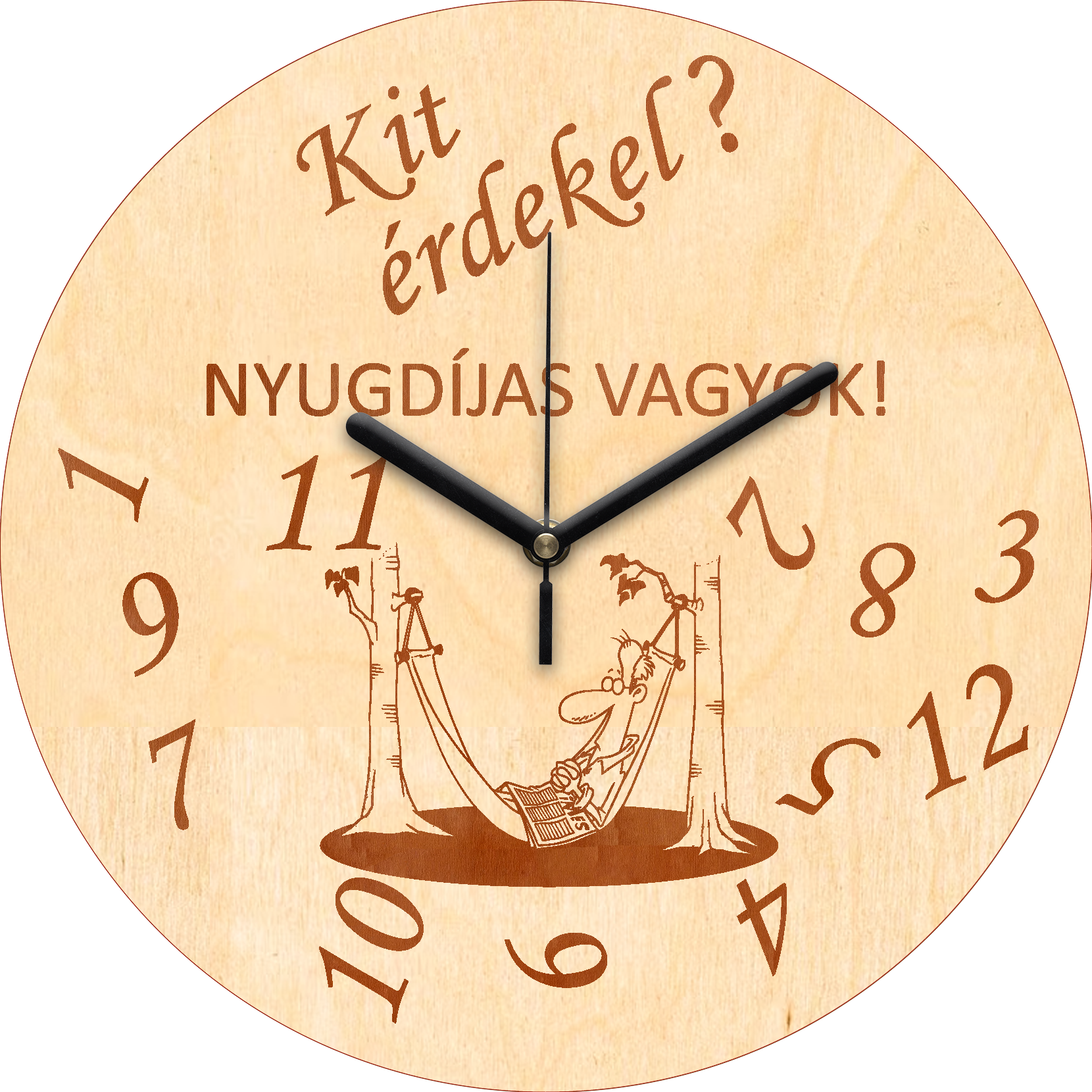 Nyugdíjas gravírozott falióra (férfi)