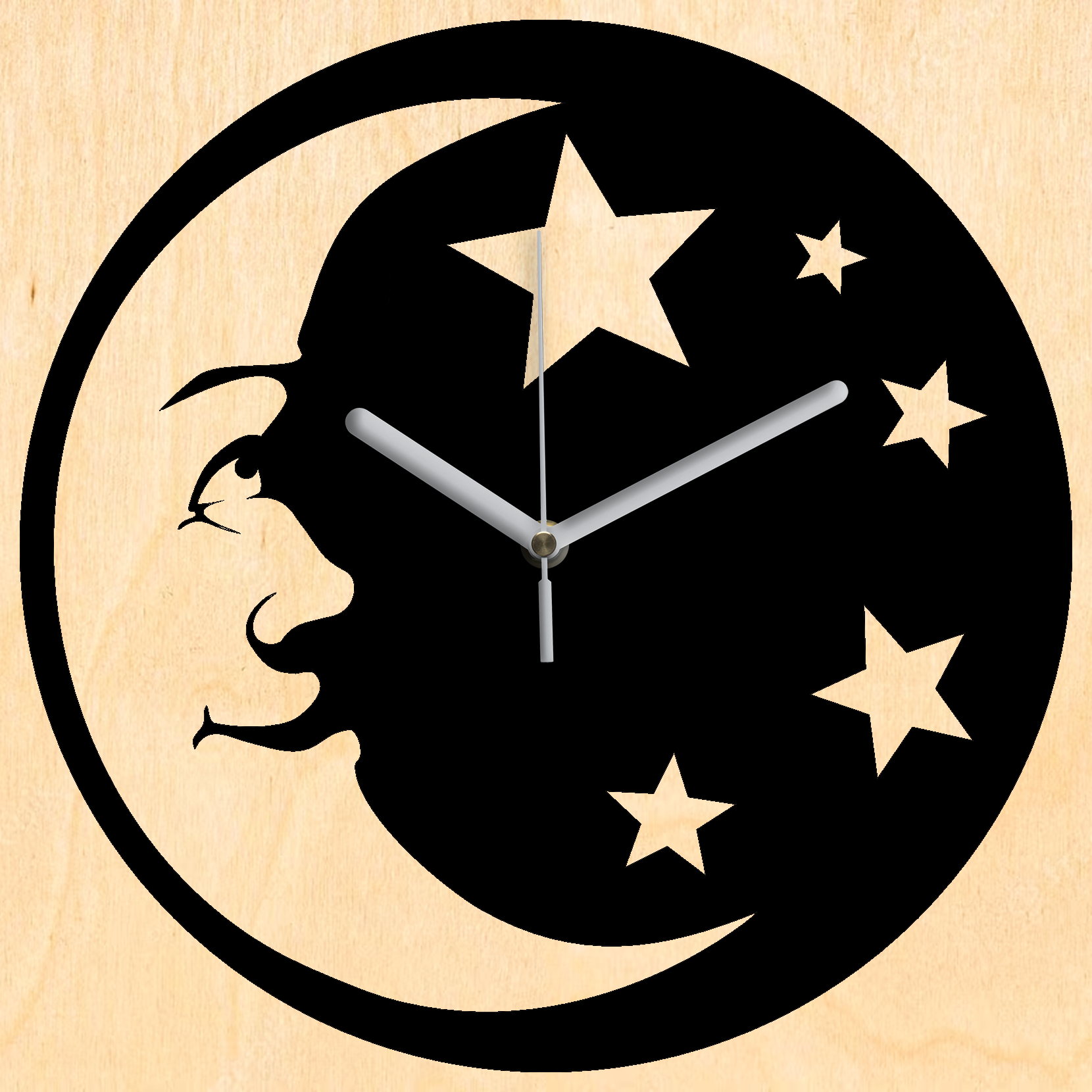 Hold és csillagok falióra - Fekete