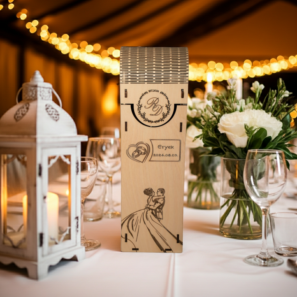 Szülőköszöntő ajándék - egyedi boros doboz