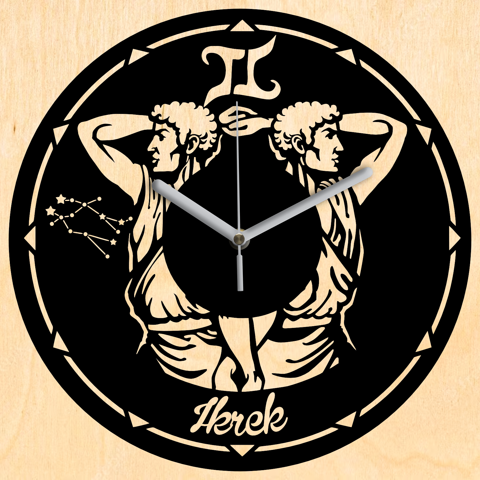 Ikrek horoszkóp falióra - Fekete