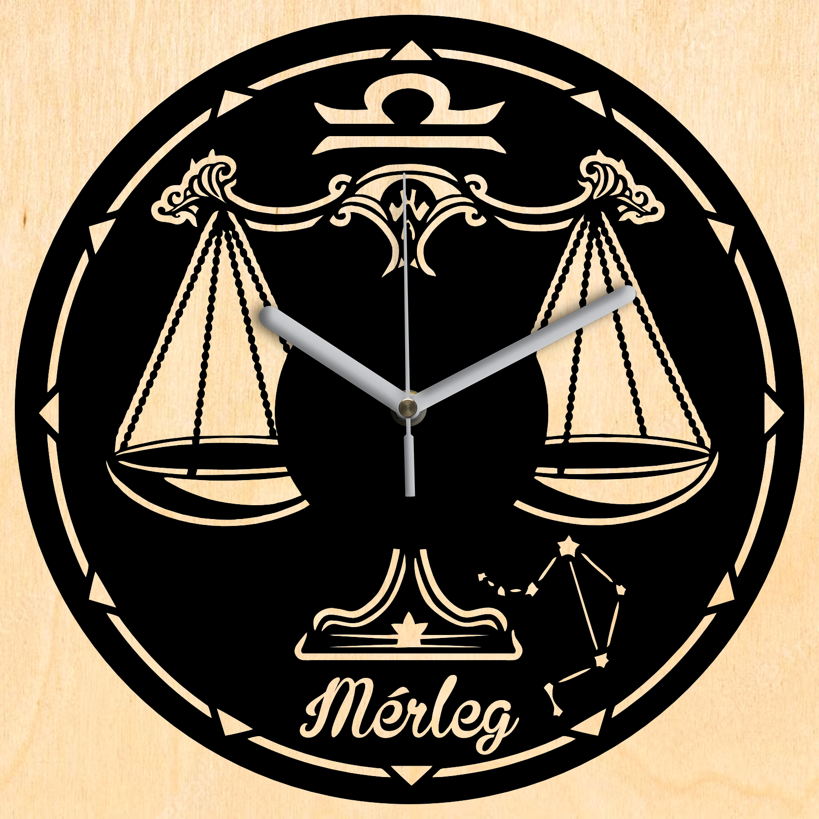 Mérleg horoszkóp falióra - Fekete