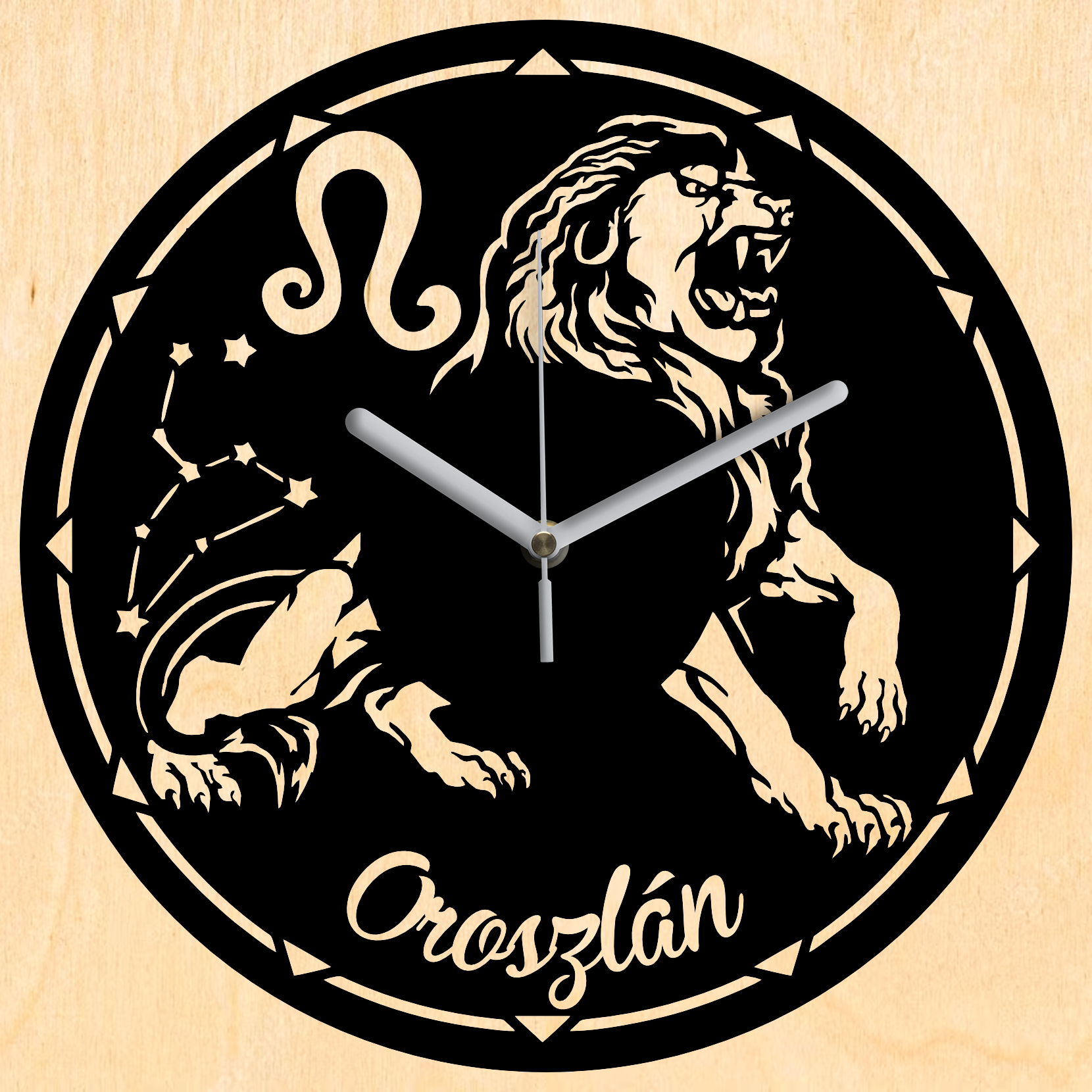 Oroszlán horoszkóp falióra - Fekete