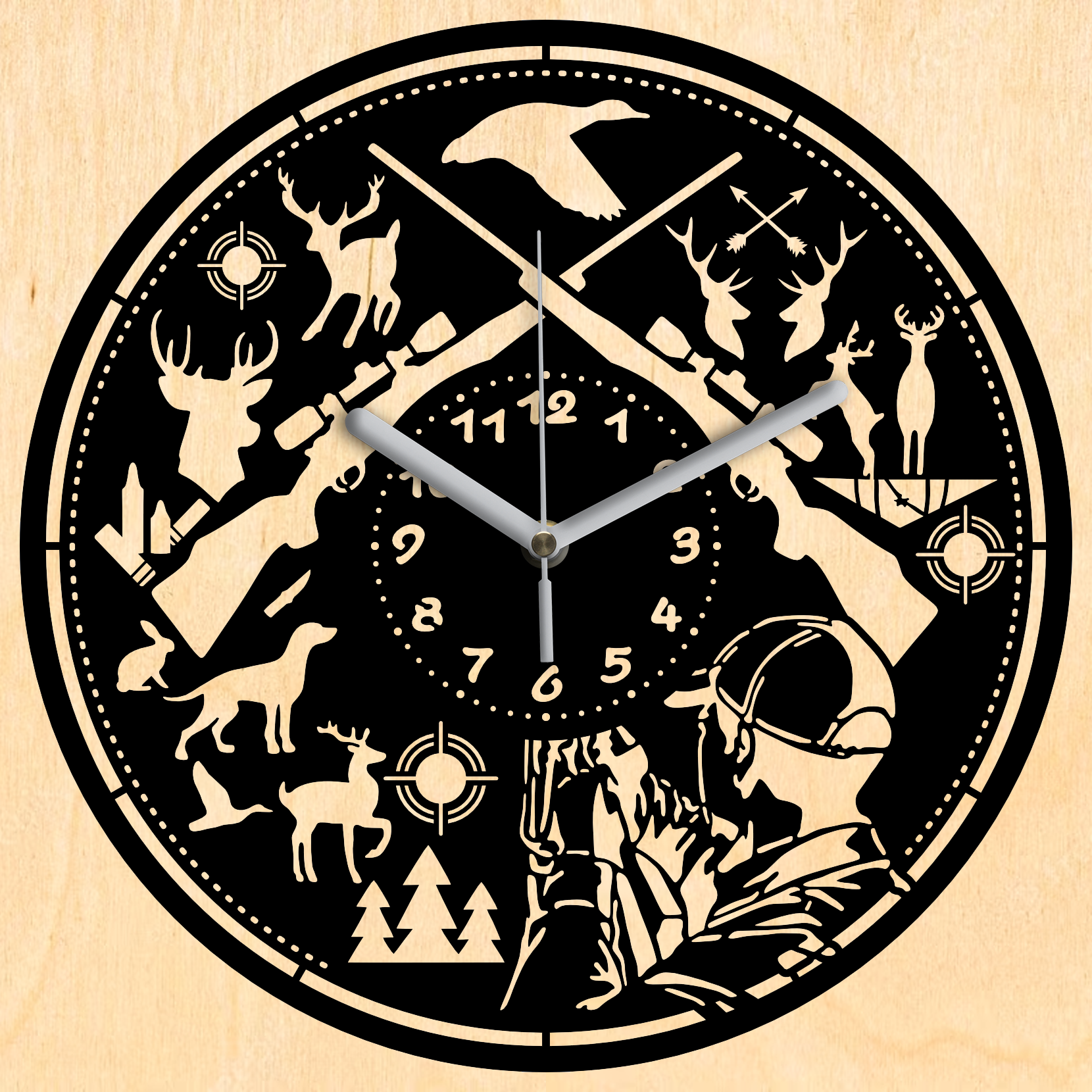 Vadász falióra - Fekete