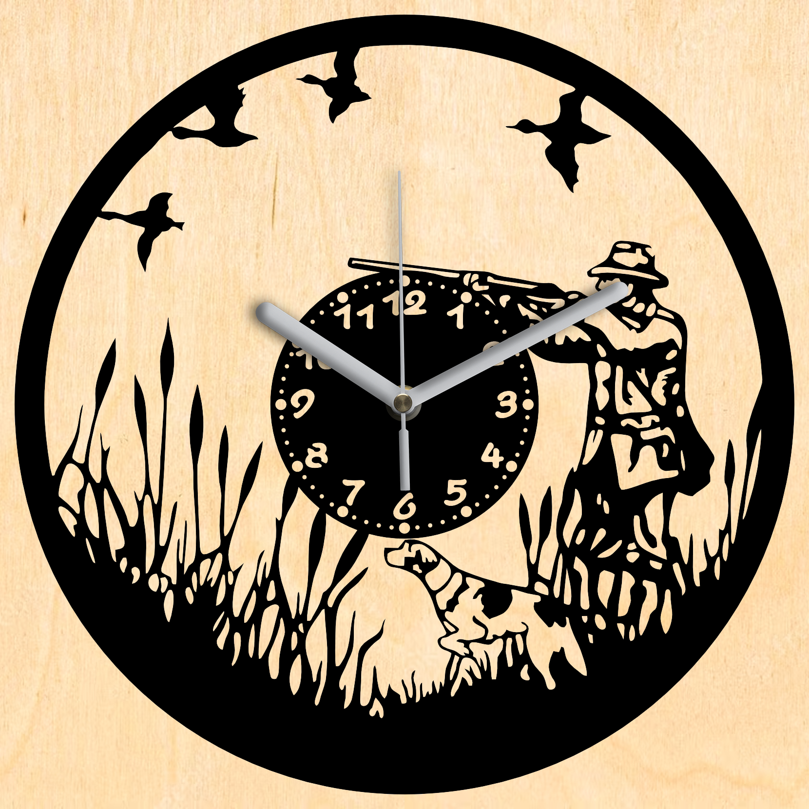 Vadászós falióra - Fekete