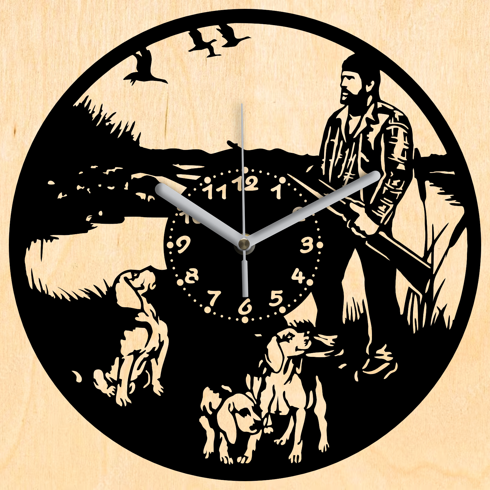 Vadászos falióra - Fekete