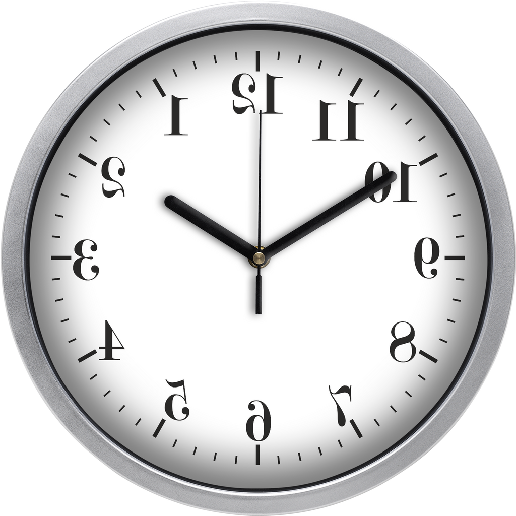 Visszafelé járó falióra /tükrözött számokkal/