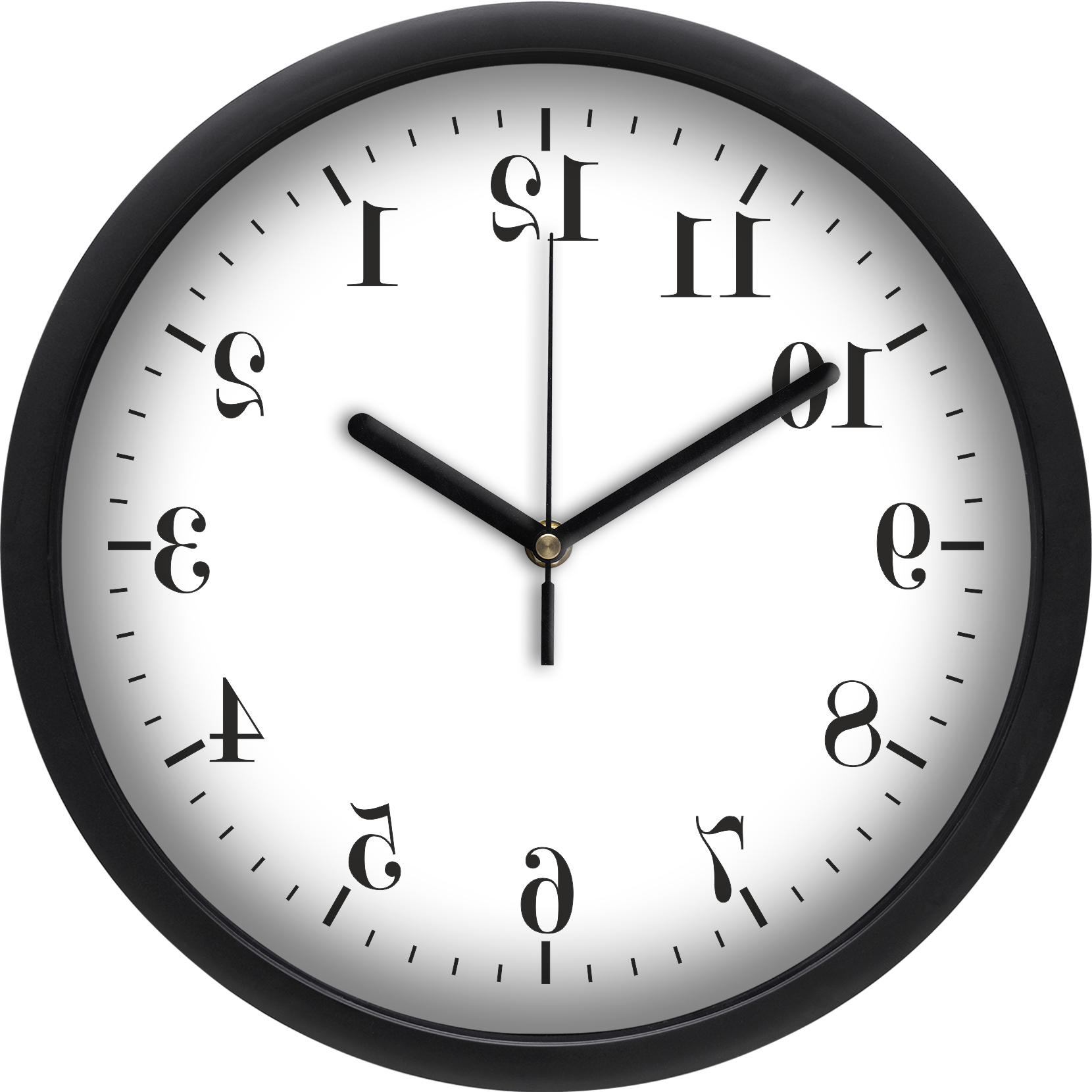 Visszafelé járó falióra /tükrözött számokkal/