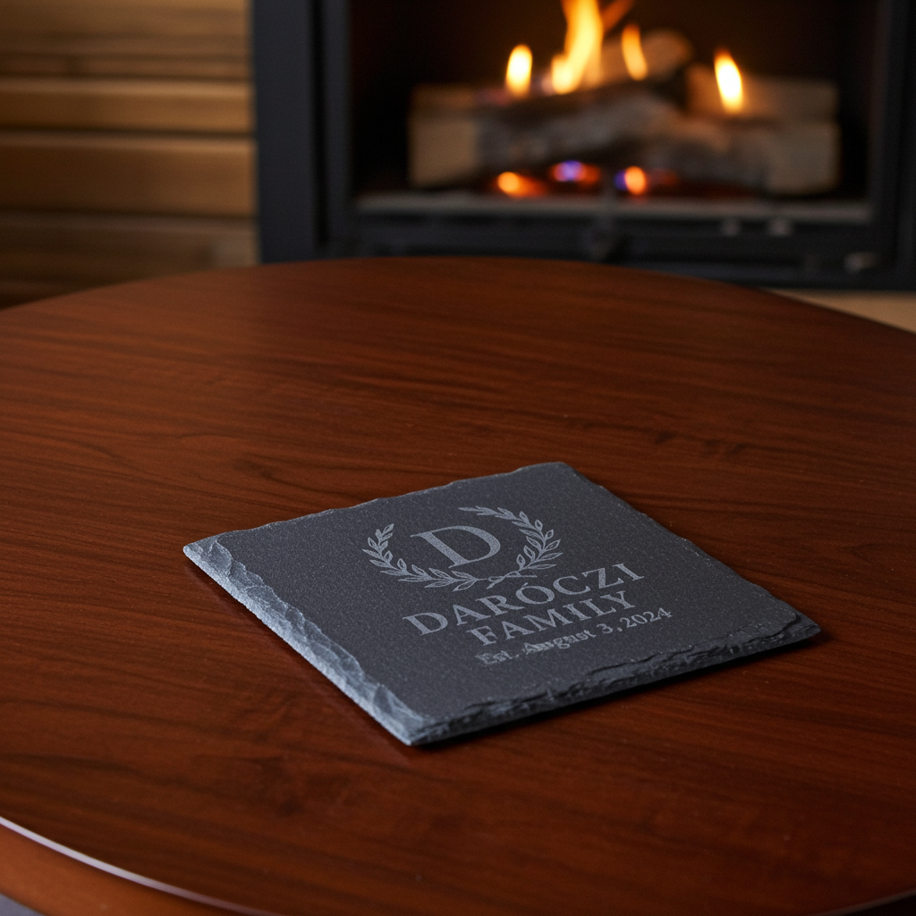 Egyedileg gravírozott kő poháralátét (4 db)