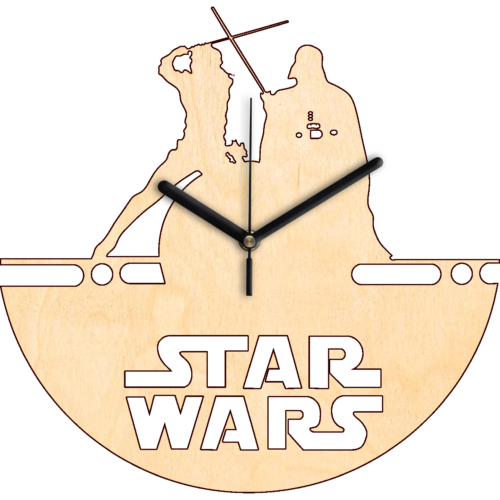 Nyírfa rétegelt lemezből kivágott Star Wars (Csillagok Háborúja) Birodalom Visszavág falióra