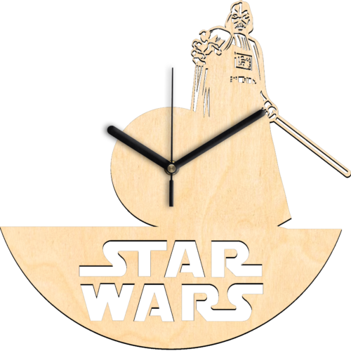 Nyírfa rétegelt lemezből kivágott Star Wars Darth Vader falióra